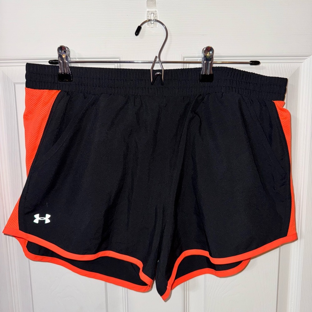 Under Armour Women's Black and Orange Shorts